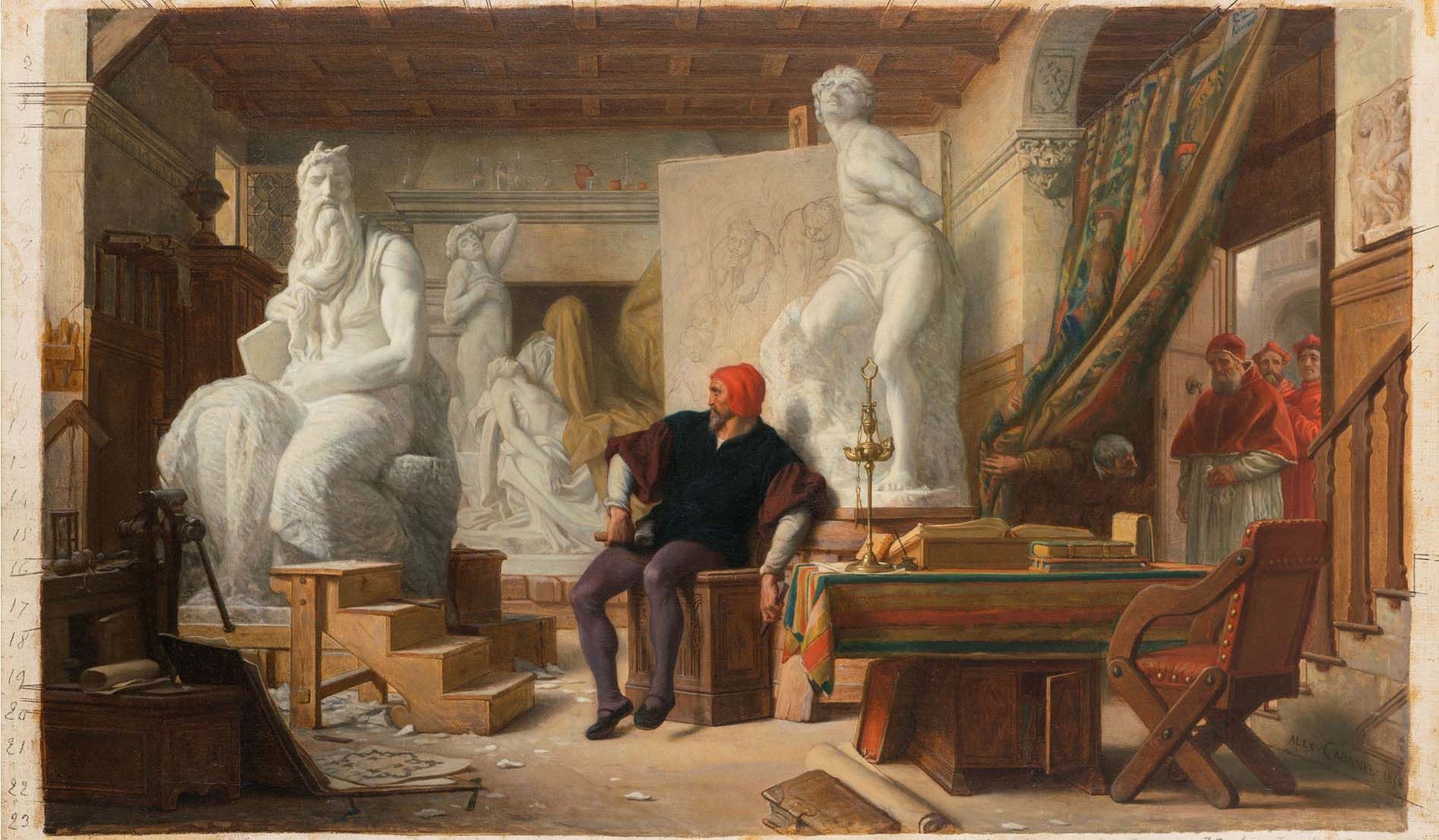 Alexandre Cabanel - Michel Ange dans son atelier