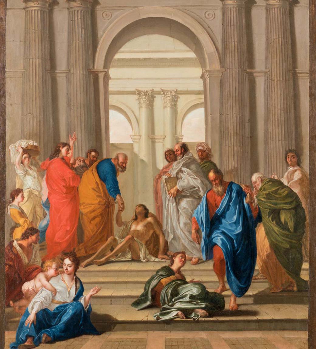 Jean de Troy, Saint Pierre et saint Jean guérissant le paralytique à l’entrée du temple de Jérusalem (modello)