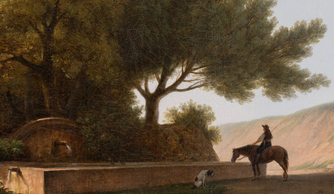 François Sablet, Paysage avec une fontaine sur la route de Genzano di Roma (détail)