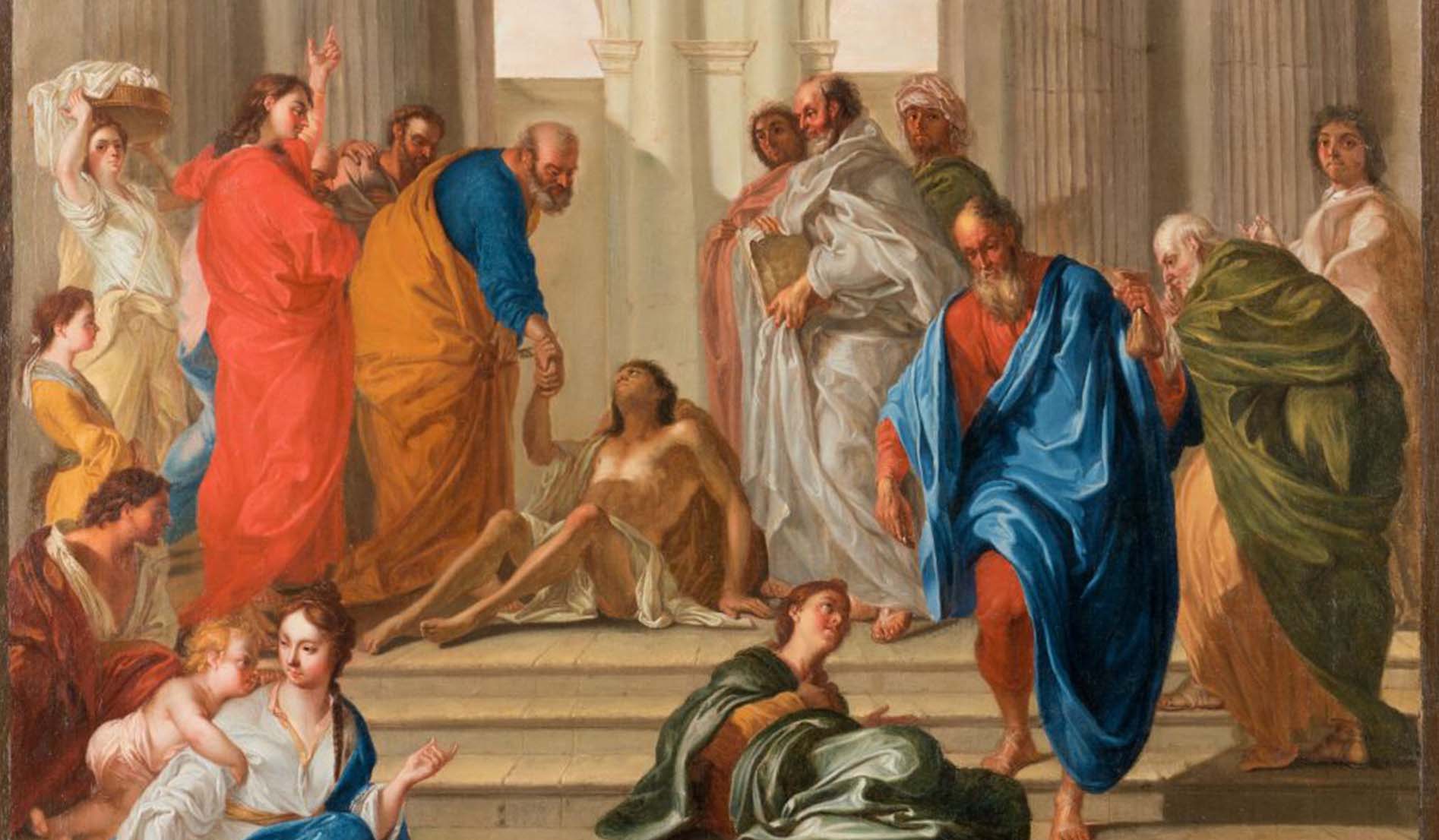 Jean de Troy, Saint Pierre et saint Jean guérissant le paralytique à l’entrée du temple de Jérusalem (modello)